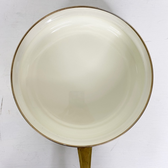 Vintage Enamelware Floral Frying Pan Brass Handle 10" - Picture 10 of 16